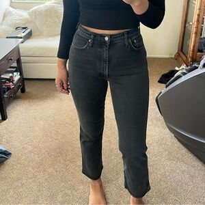 AGOLDE Pinch Waist High Rise Kick Flare Washed Jeans Black